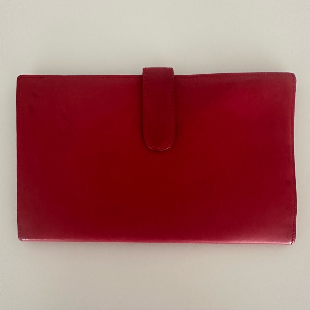 Vintage Loewe Calfskin Leather Wallet / Document Holder / Clutch in Red